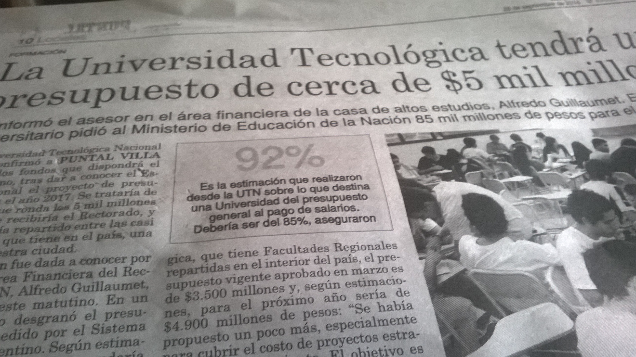 La Universidad Tecnológica tendrá un presupuesto en el 2017 de cerca 5 mil millones