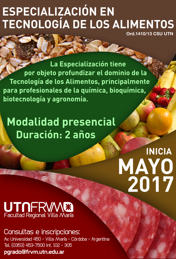  Desde mayo se dicta nueva cohorte de Especialización en Tecnología de los Alimentos