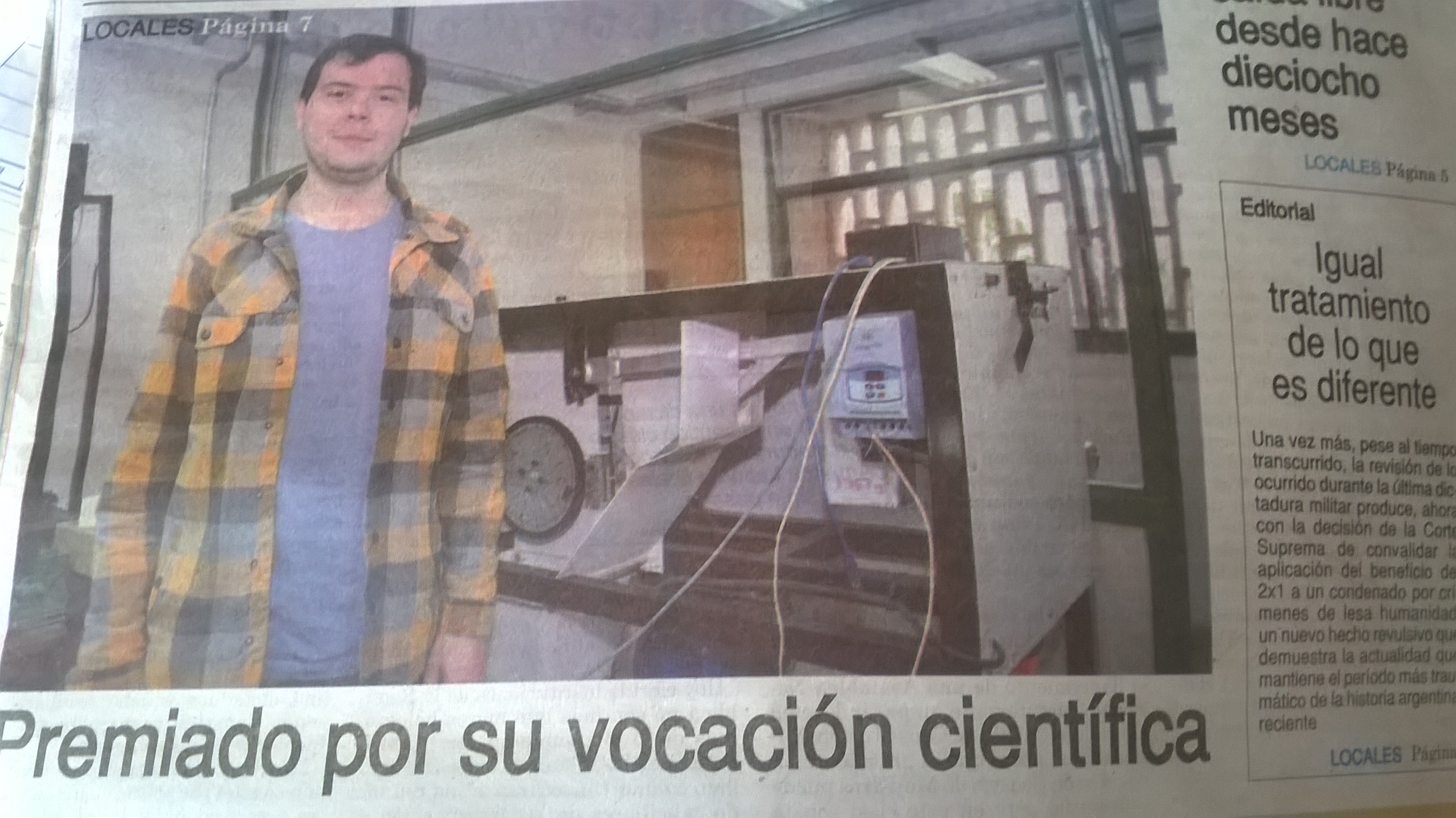 Importante reconocimiento a estudiante de la UTN por su vocación científica