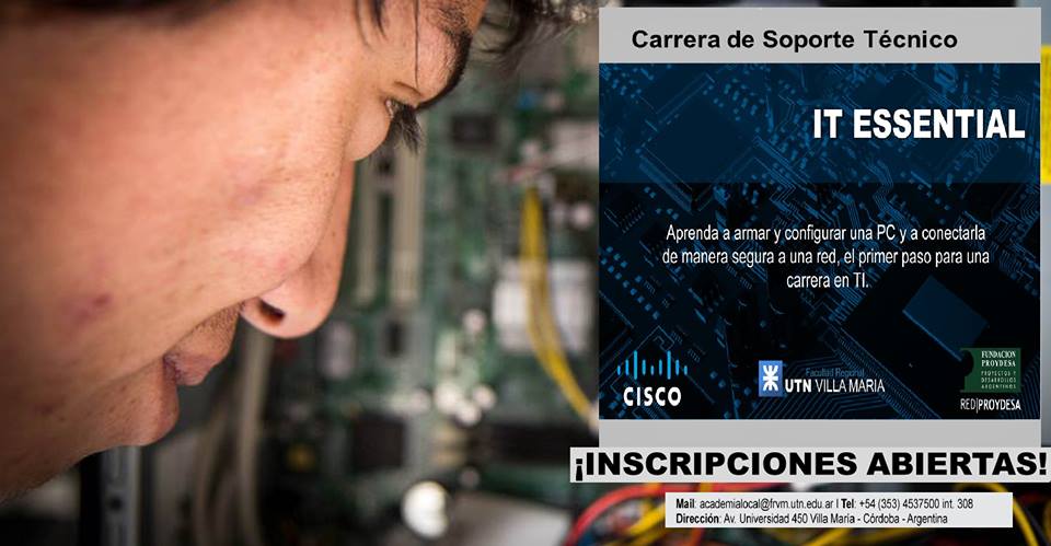 A través de la Red Proydesa UTN convocó a participar de la Carrera de Soporte Técnico
