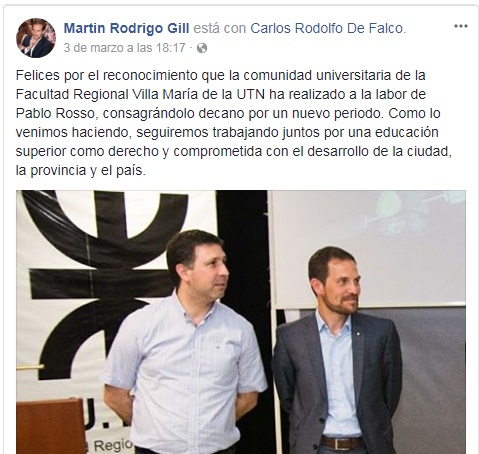 Decano Rosso recibió reconocimientos por su reelección