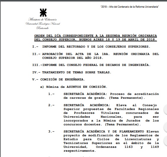 Segunda reunión del año del Consejo Superior