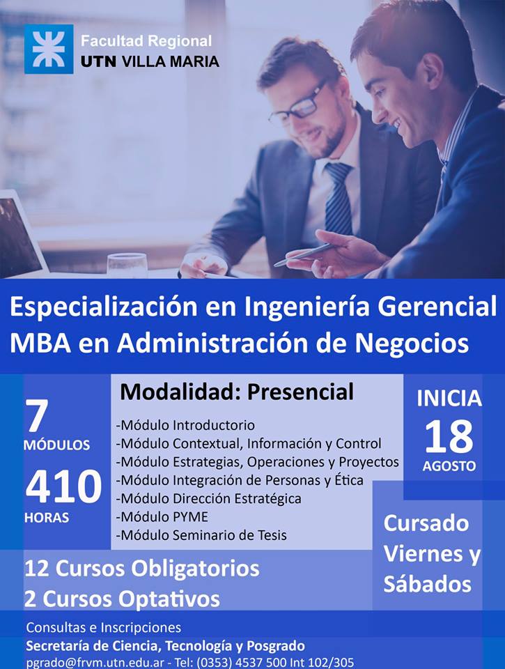 Posgrado: En agosto se dicta nueva cohorte de Especialización en Ingeniería Gerencial en Administración de Negocios