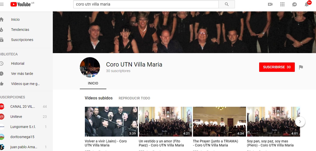 Coro Universitario abrió cuenta en YouTube