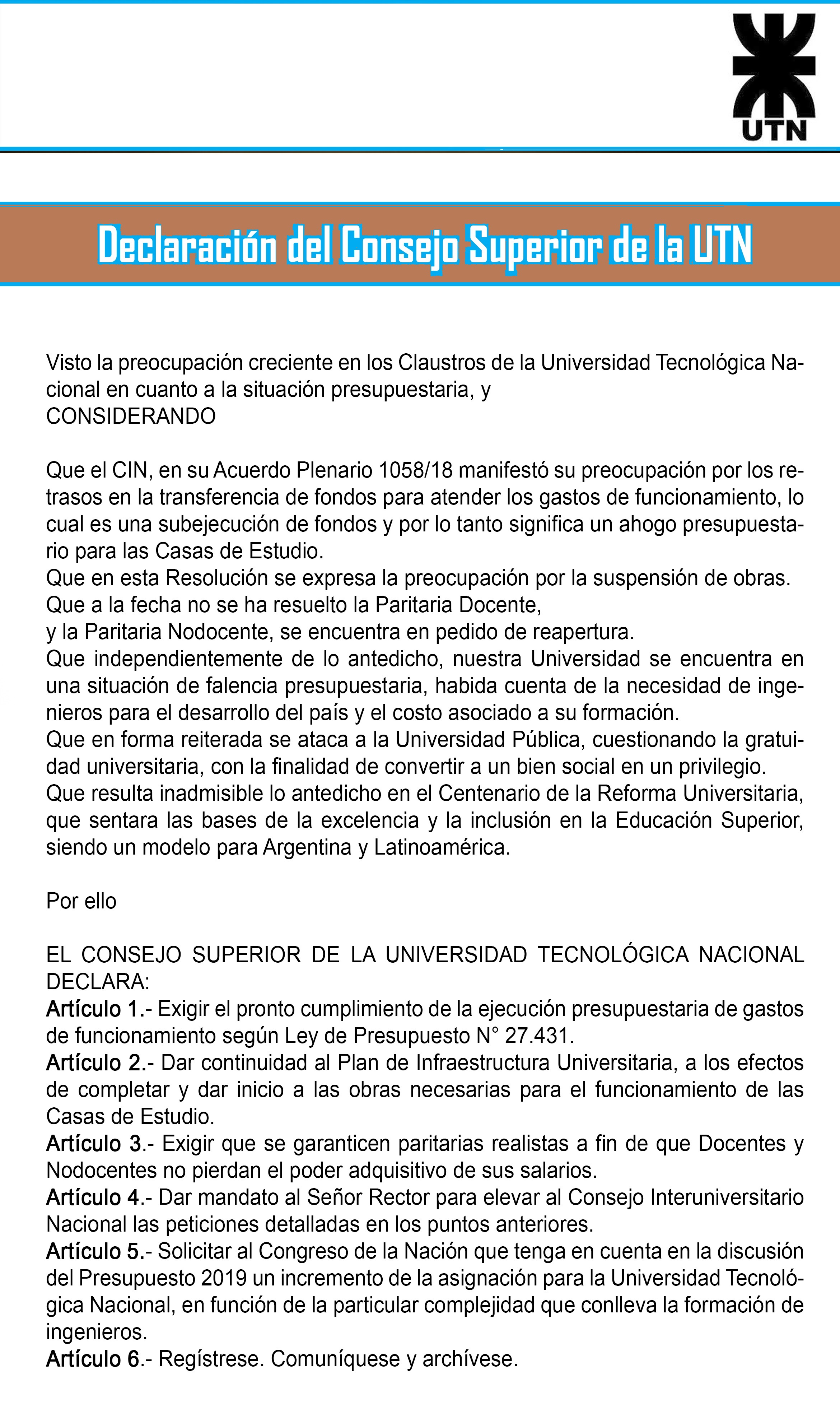 Exigió Consejo Superior cumpliento de ejecución presupuestaria