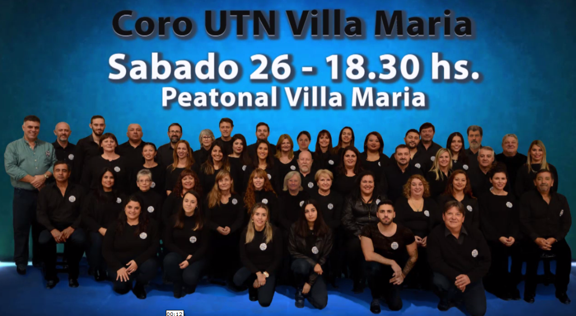 El Coro de la UTN Villa María actuará en la Peatonal