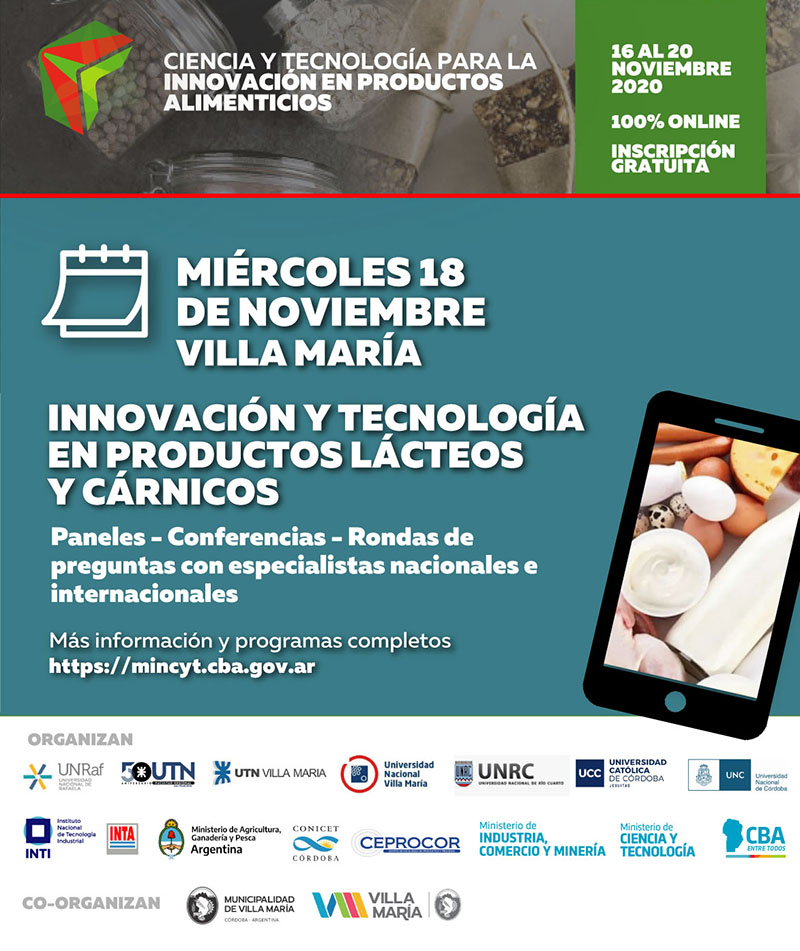 UTN Villa María auspicia Jornadas Ciencia y Tecnología para la Innovación en Productos Alimenticios