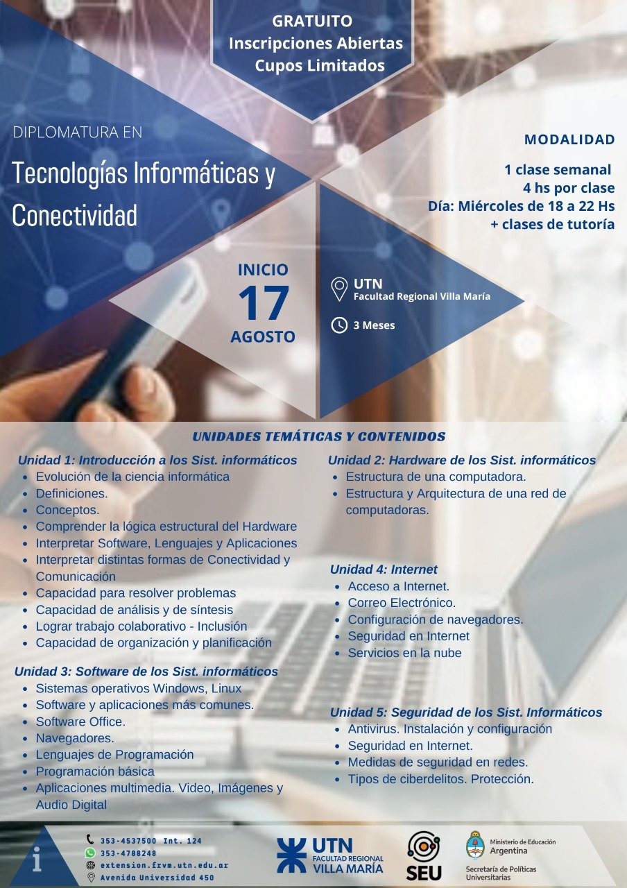 Comienza la Diplomatura en Tecnologías Informáticas y Conectividad