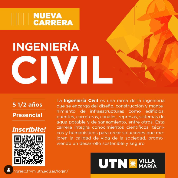 ¡Inscripciones abiertas para Ingeniería Civil en la #UTNVillaMaría!